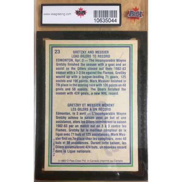 1983/84 O-PEE-CHEE HOCKEY CARD #23 WAYNE GRETZKY MARK MESSIER HL KSA 8 NM/MT OPC - Picture 4 of 6